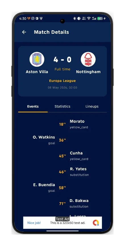 Score808 app live football scores Score808 match details
